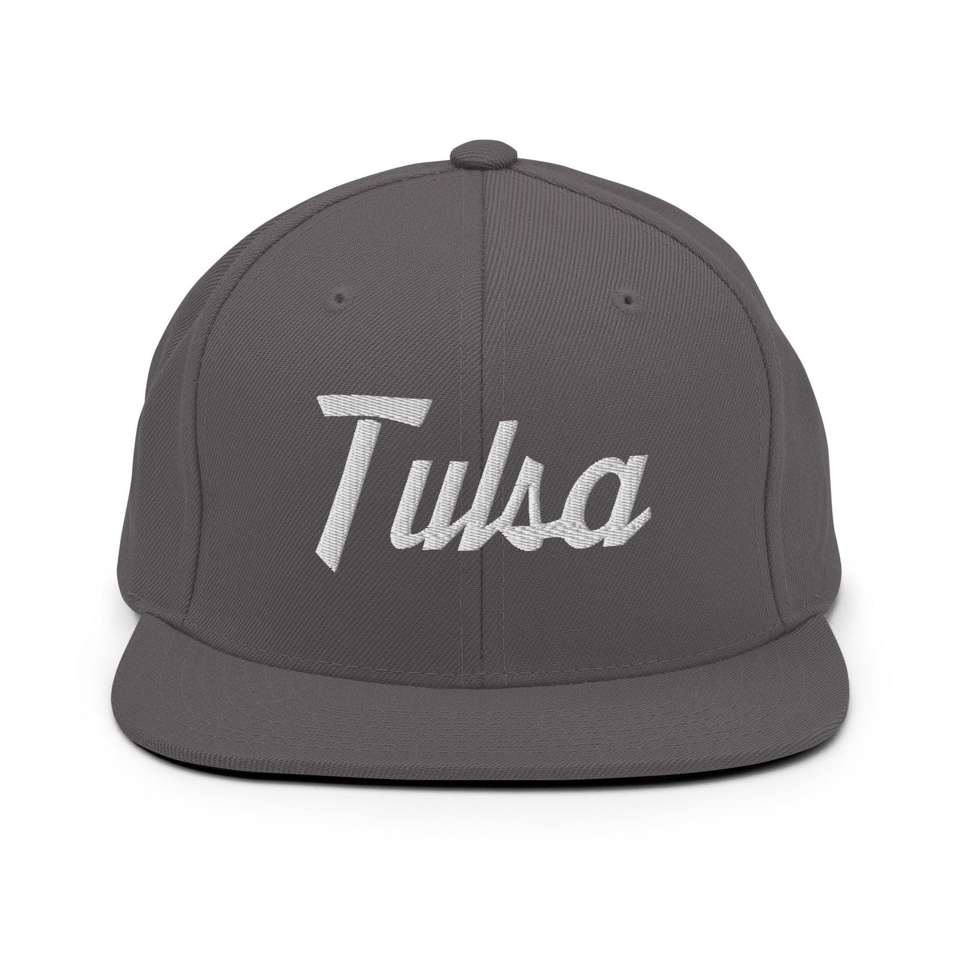 Tulsa Script Snapback Hat Dark Grey