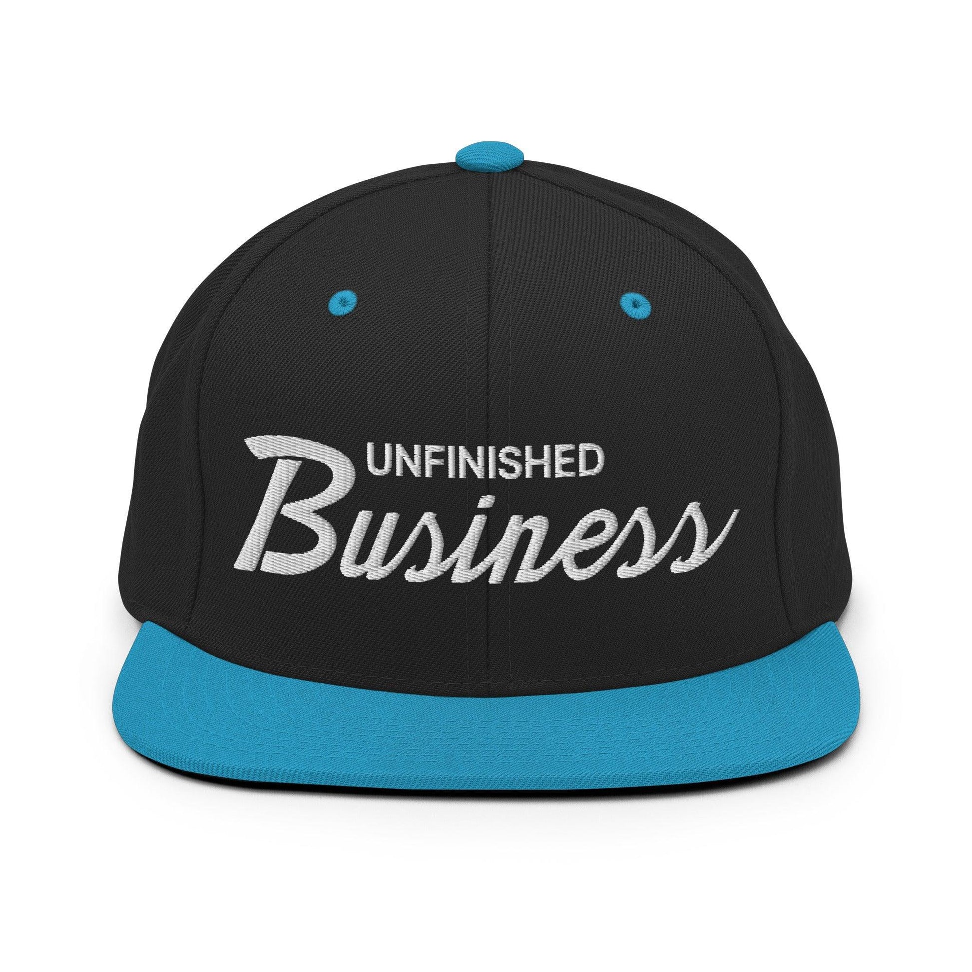 Unfinished Business Script Snapback Hat Black/ Teal