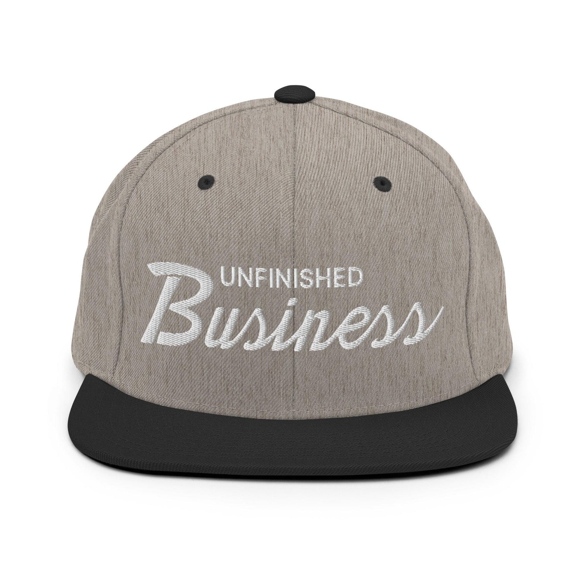 Unfinished Business Script Snapback Hat Heather/Black