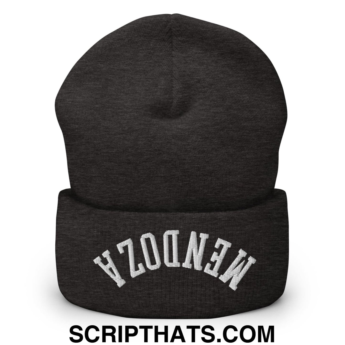 Upside Down Fernando Mendoza 2026 Raiders Draft Day Embroidered Knit Cuffed Beanie Dark Grey
