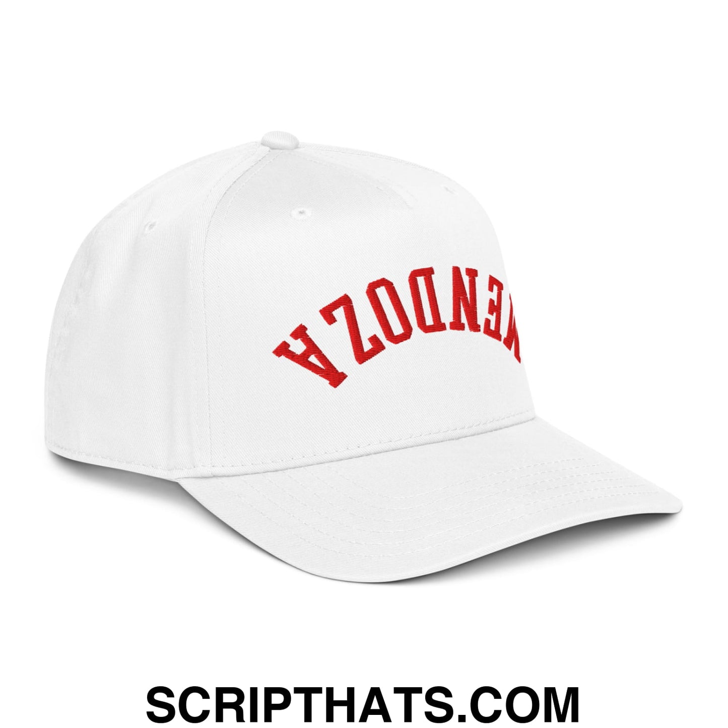 Upside Down Fernando Mendoza Football Embroidered Baseball Snapback Hat White