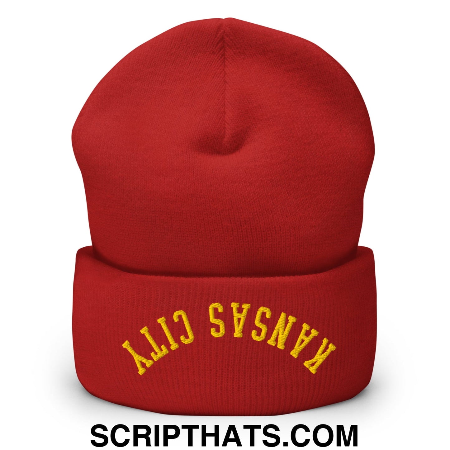 Upside Down Kansas City Football Embroidered Cuffed Knit Beanie Default Title