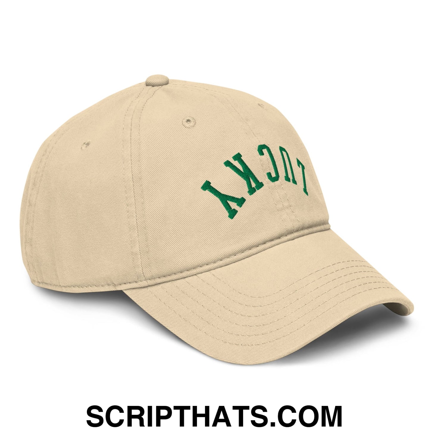 Upside Down Lucky St. Patrick's Day Embroidered Baseball Dad Hat Khaki