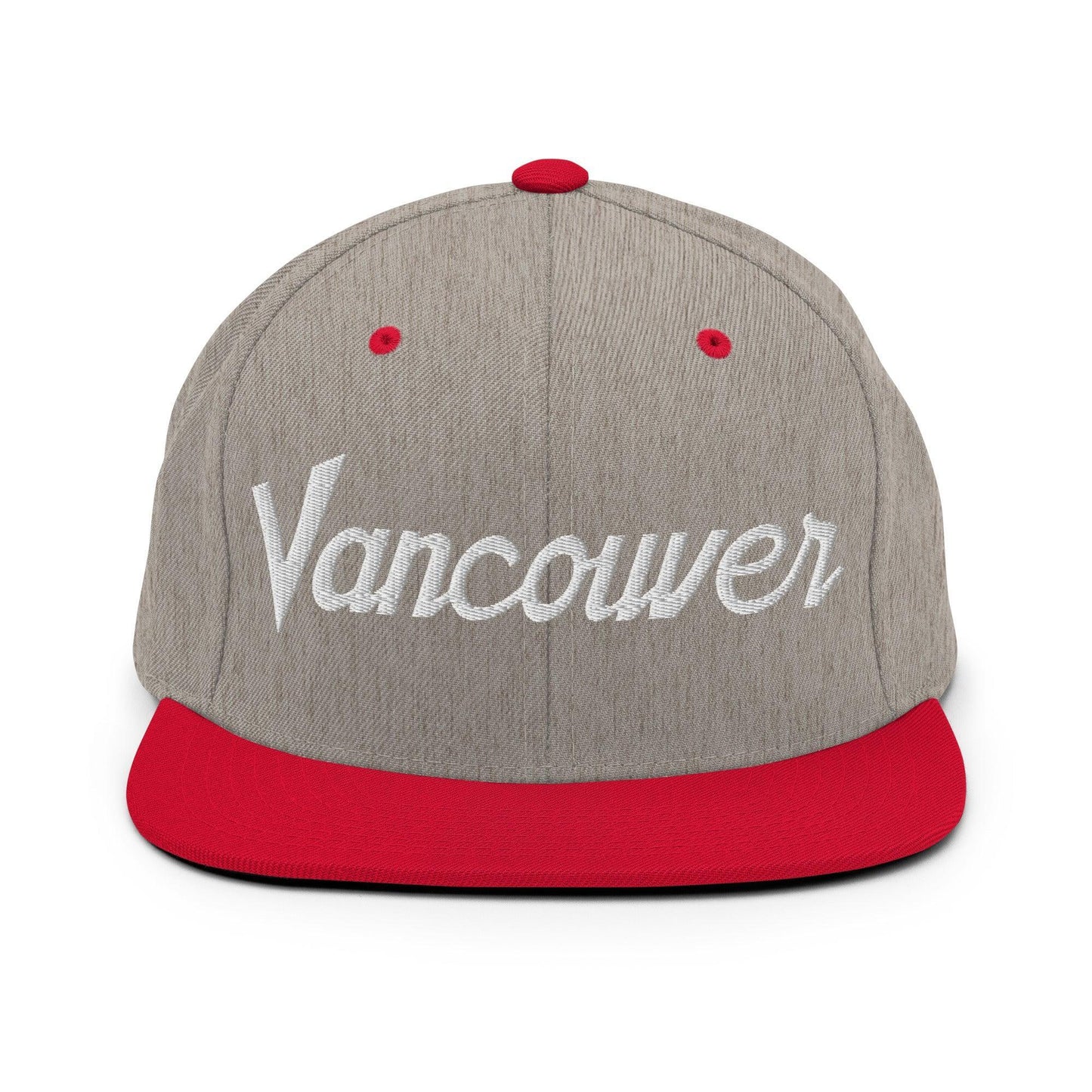 Vancouver Script Snapback Hat Heather Grey/ Red
