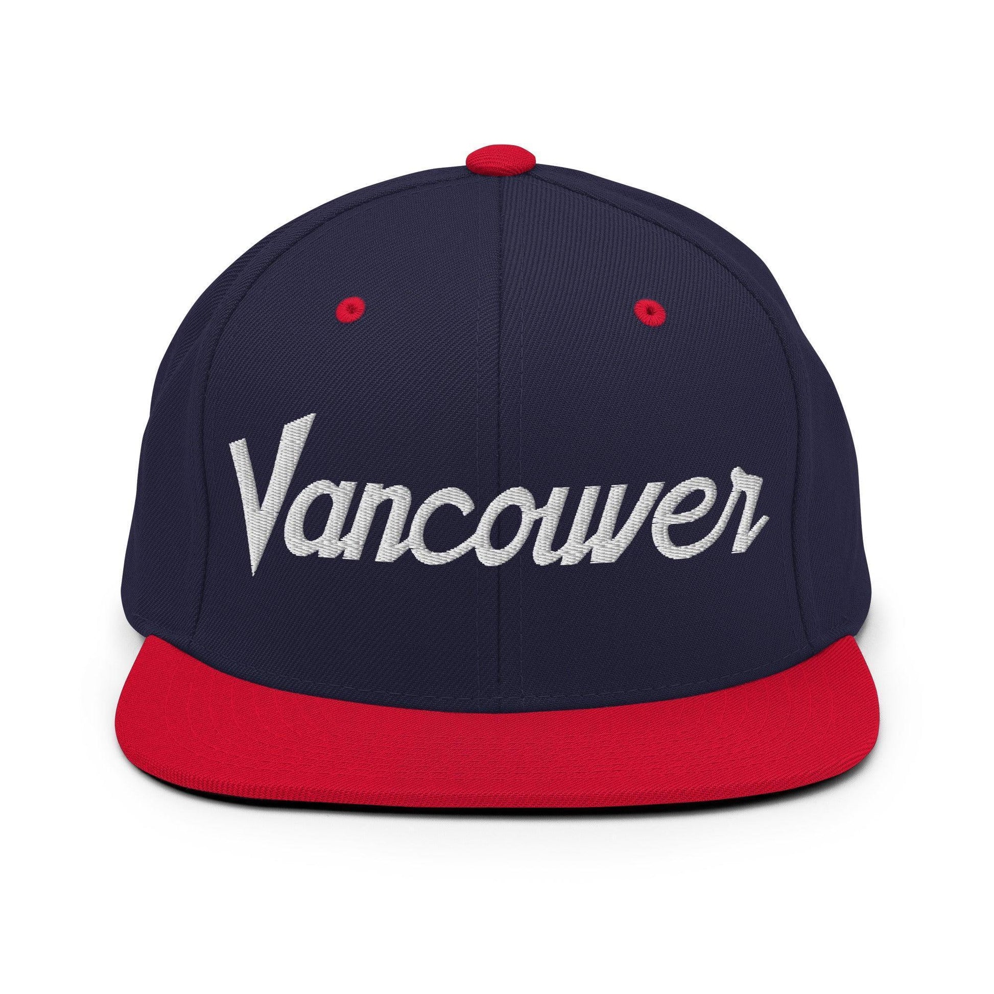 Vancouver Script Snapback Hat Navy/ Red