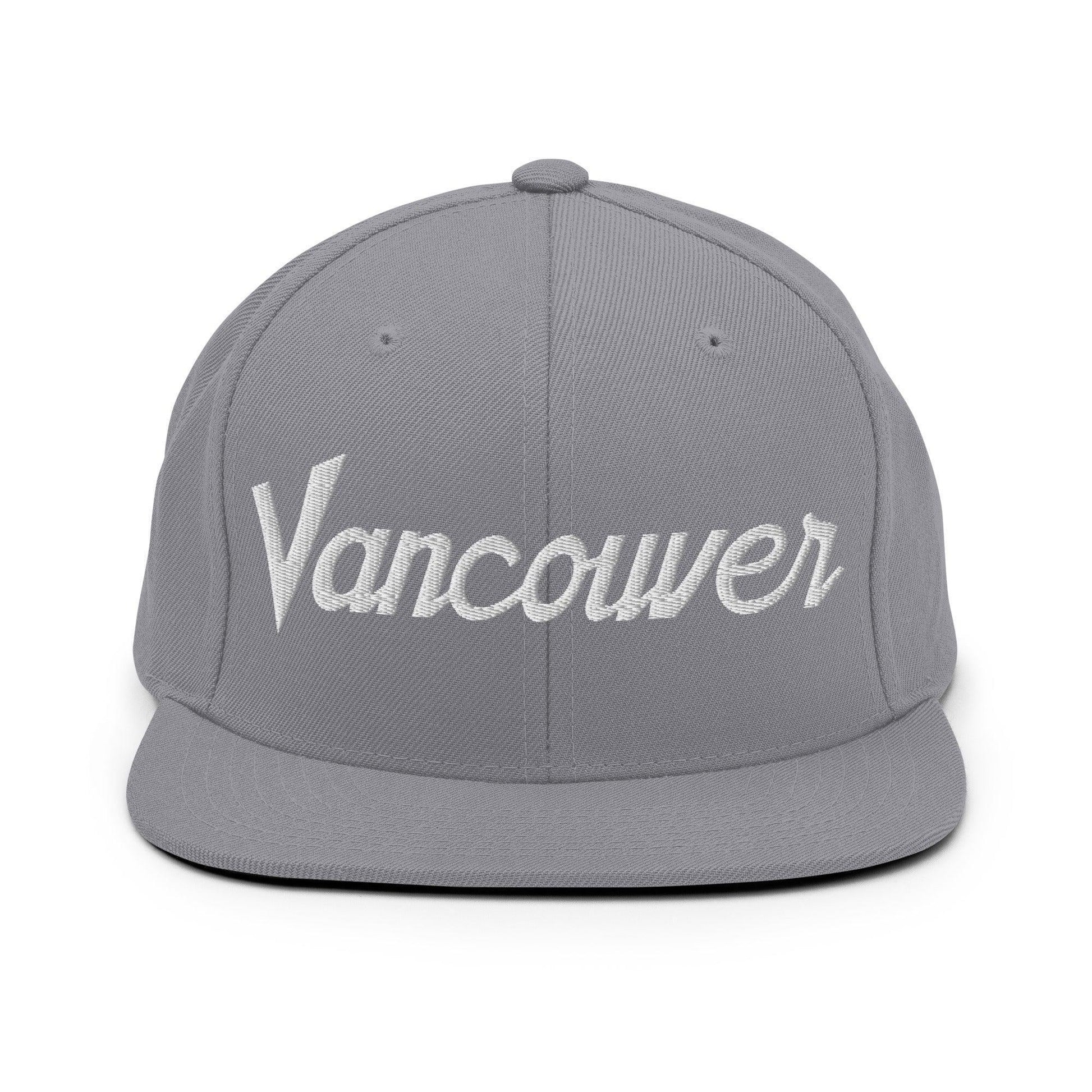 Vancouver Script Snapback Hat Silver