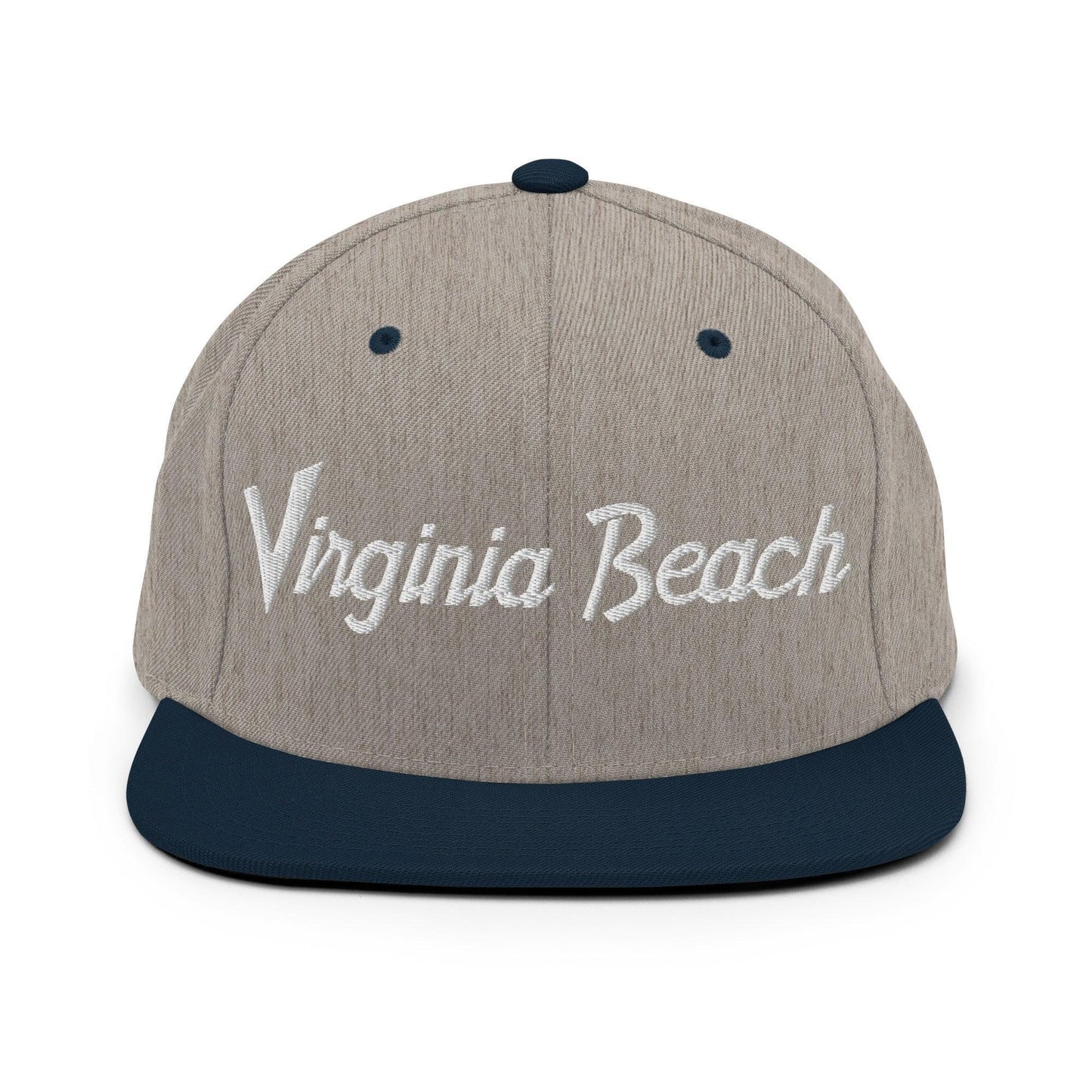 Virginia Beach Script Snapback Hat Heather Grey/ Navy
