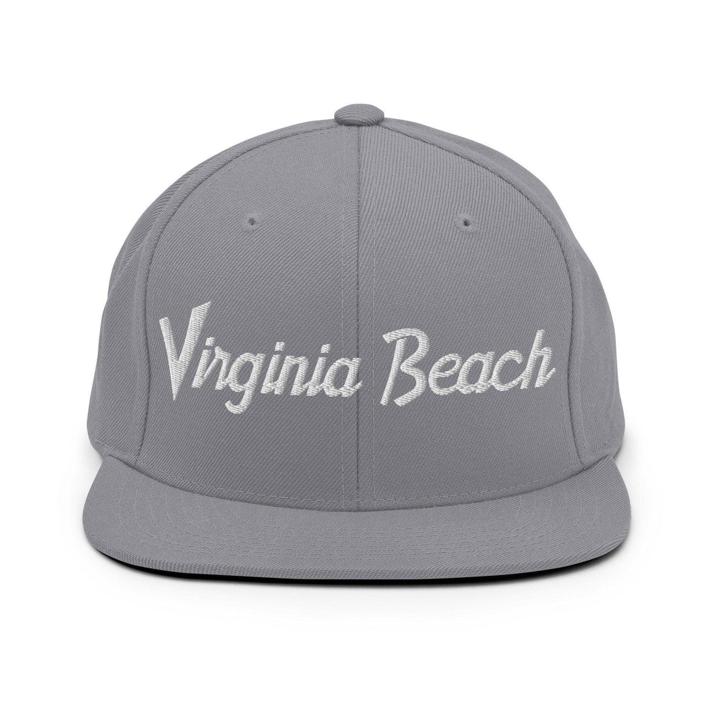 Virginia Beach Script Snapback Hat Silver