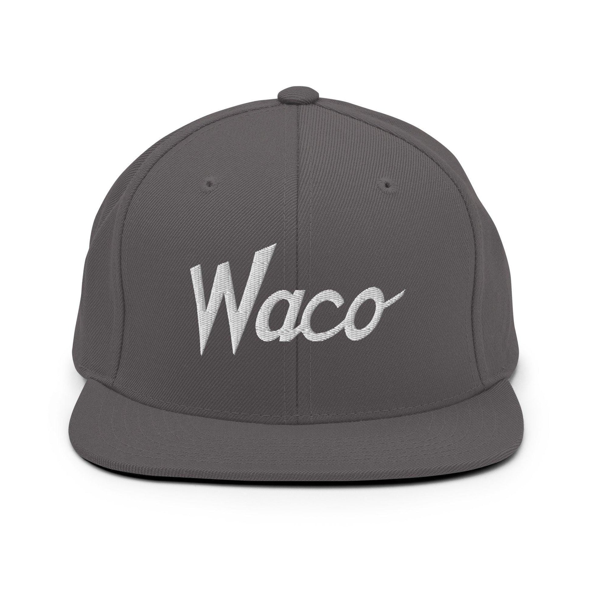 Waco Script Snapback Hat Dark Grey
