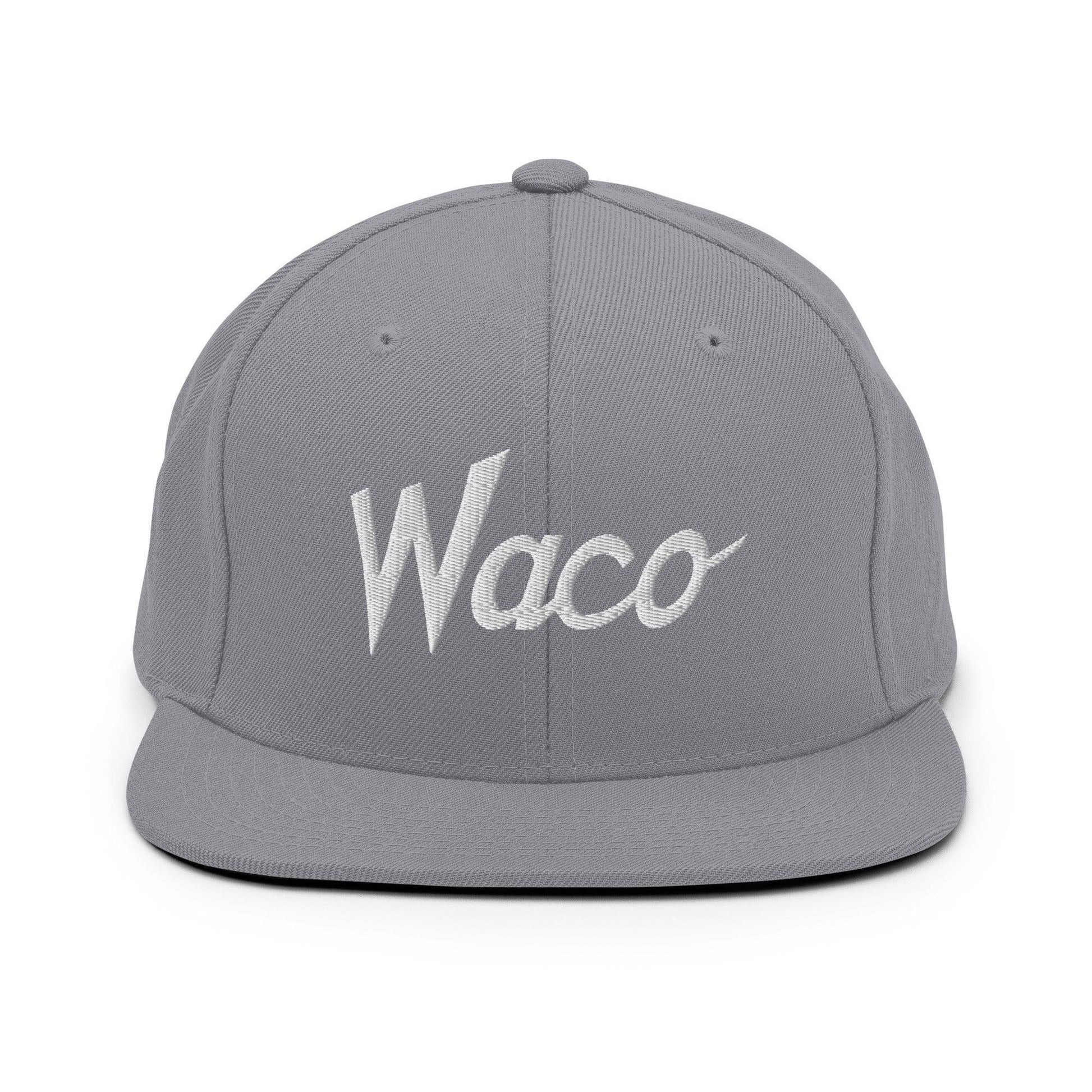 Waco Script Snapback Hat Silver