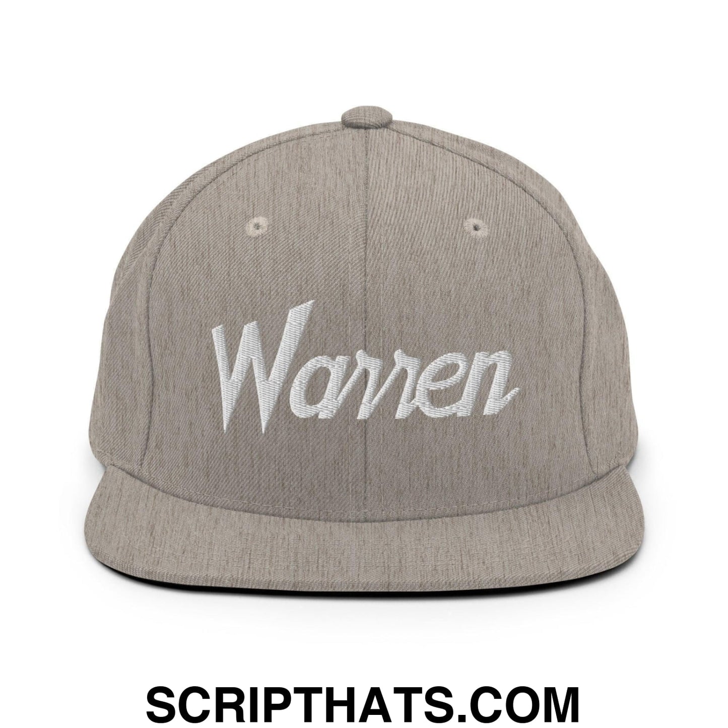 Warren Script Snapback Hat Heather Grey