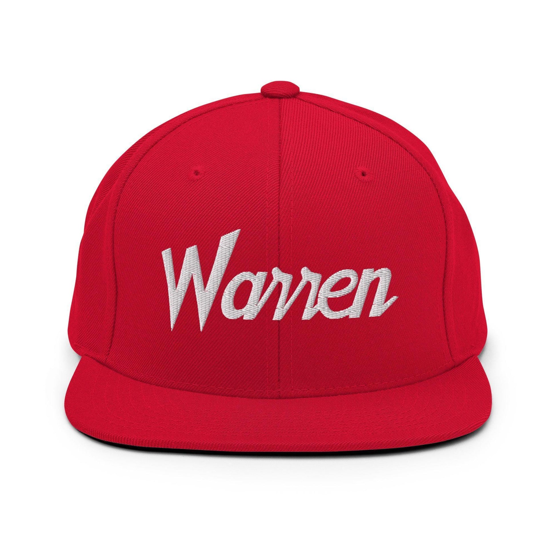 Warren Script Snapback Hat Red