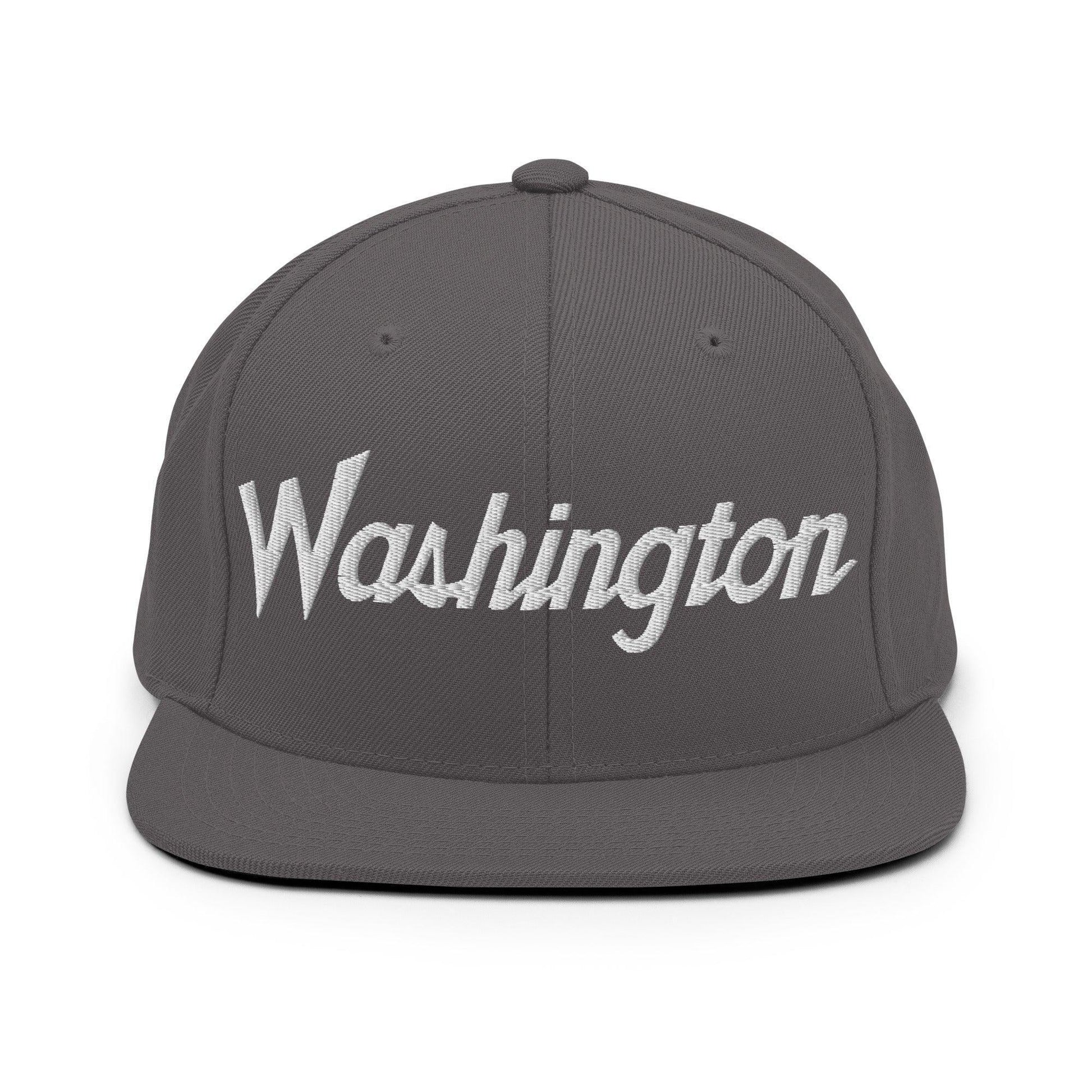 Washington Script Snapback Hat Dark Grey