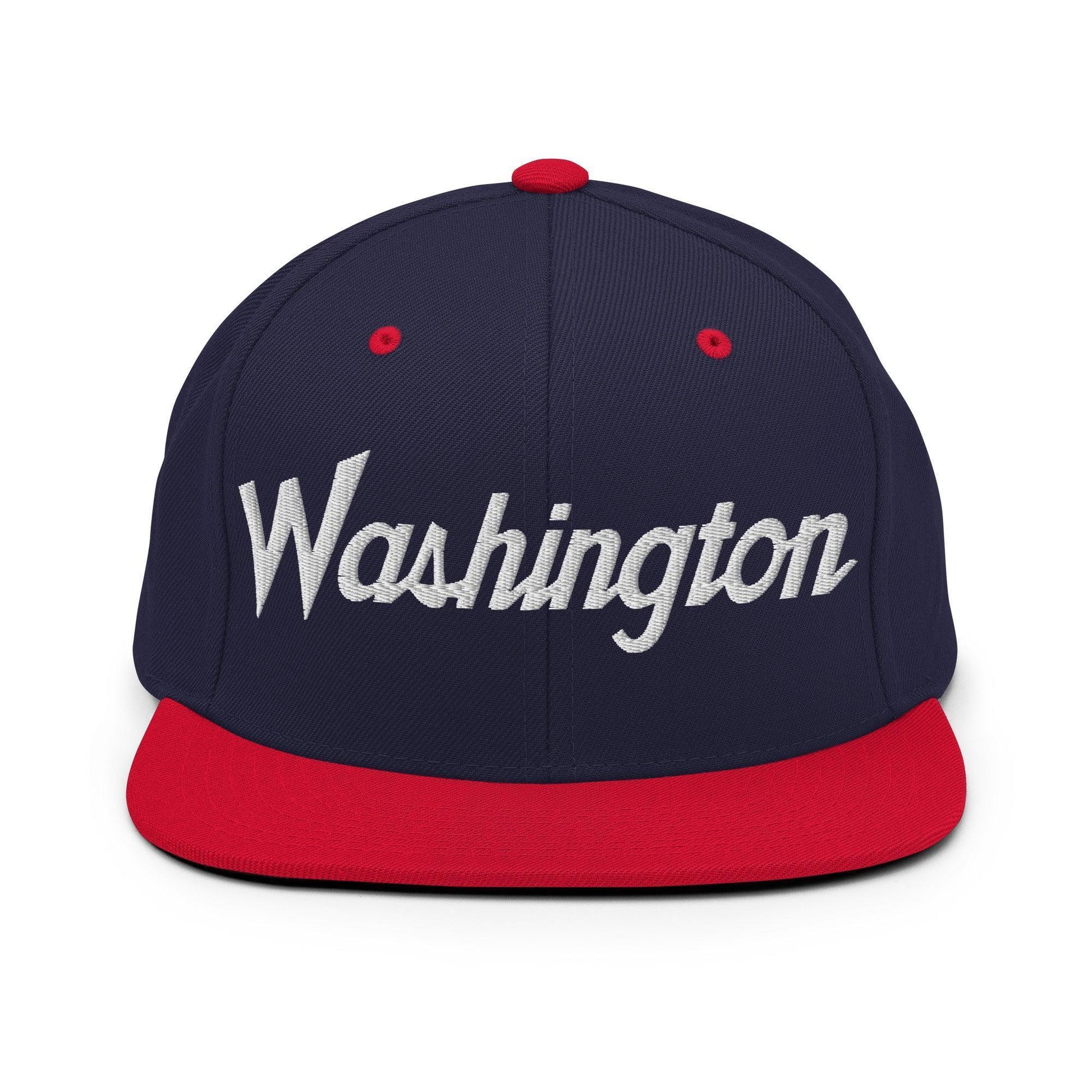 Washington Script Snapback Hat Navy/ Red
