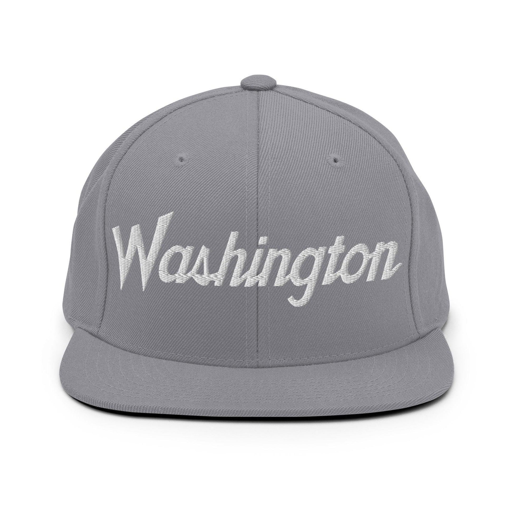 Washington Script Snapback Hat Silver