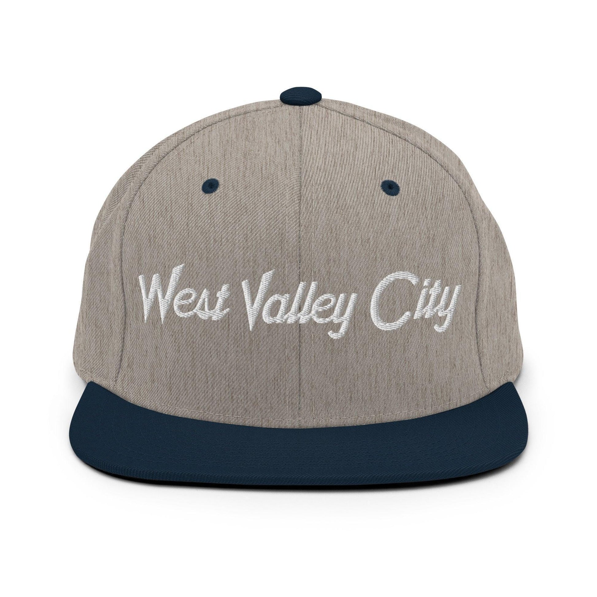 West Valley City Script Snapback Hat Heather Grey/ Navy