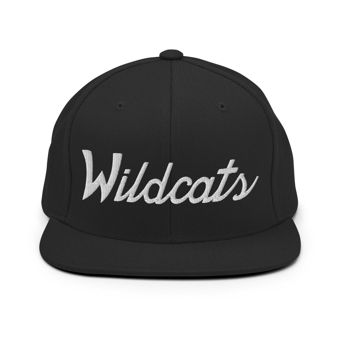 Wildcats School Mascot Script Snapback Hat Black