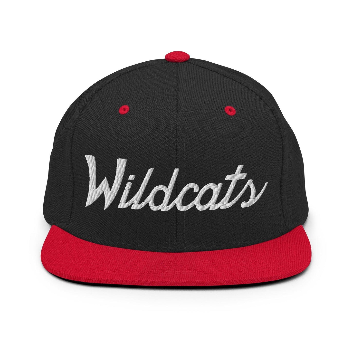 Wildcats School Mascot Script Snapback Hat Black/ Red