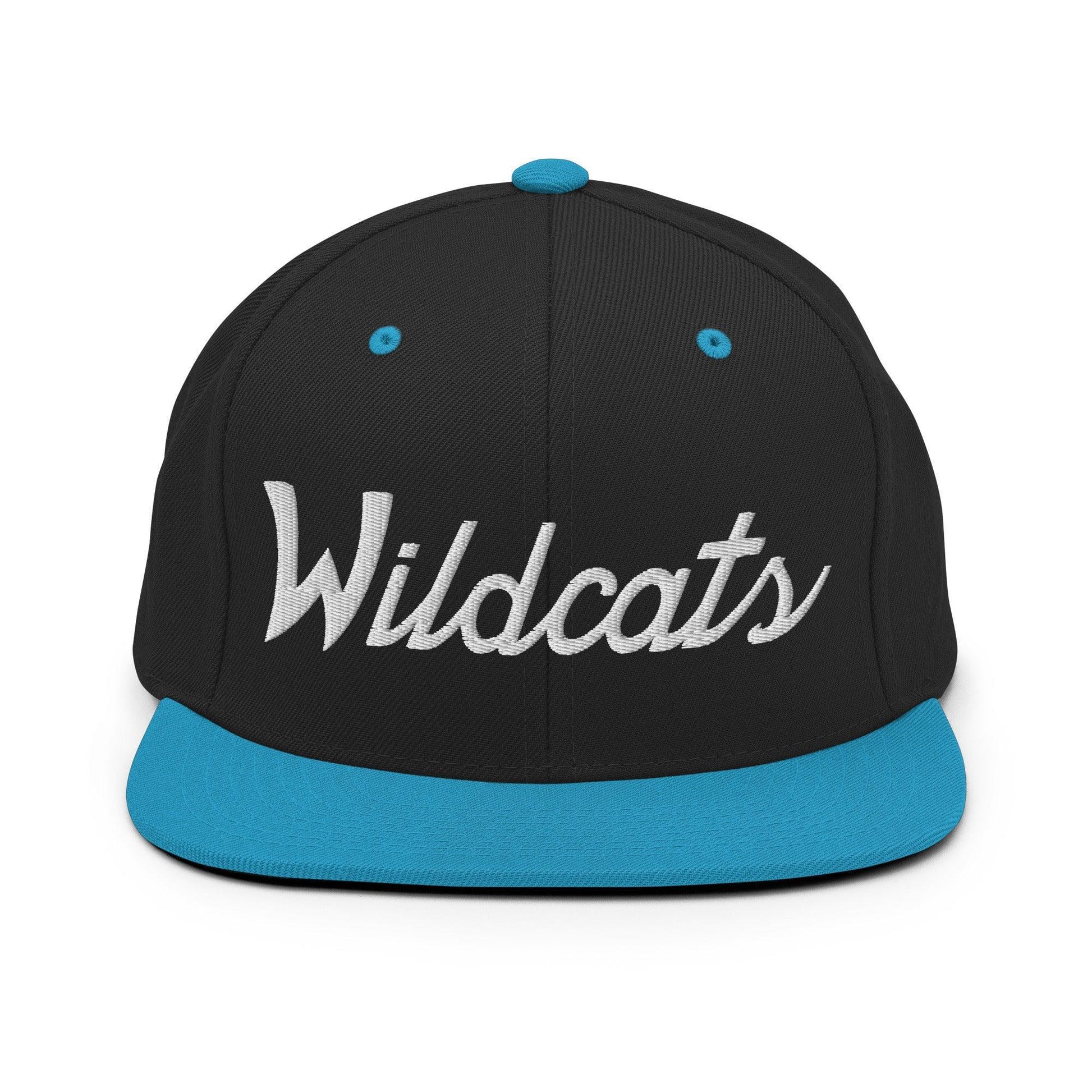 Wildcats School Mascot Script Snapback Hat Black/ Teal
