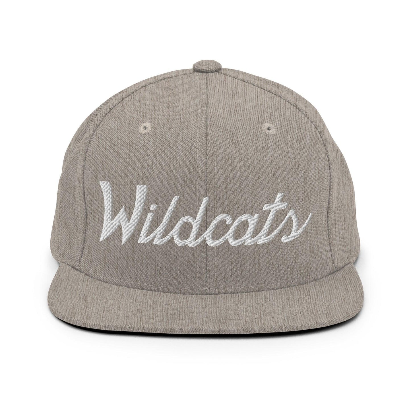 Wildcats School Mascot Script Snapback Hat Heather Grey