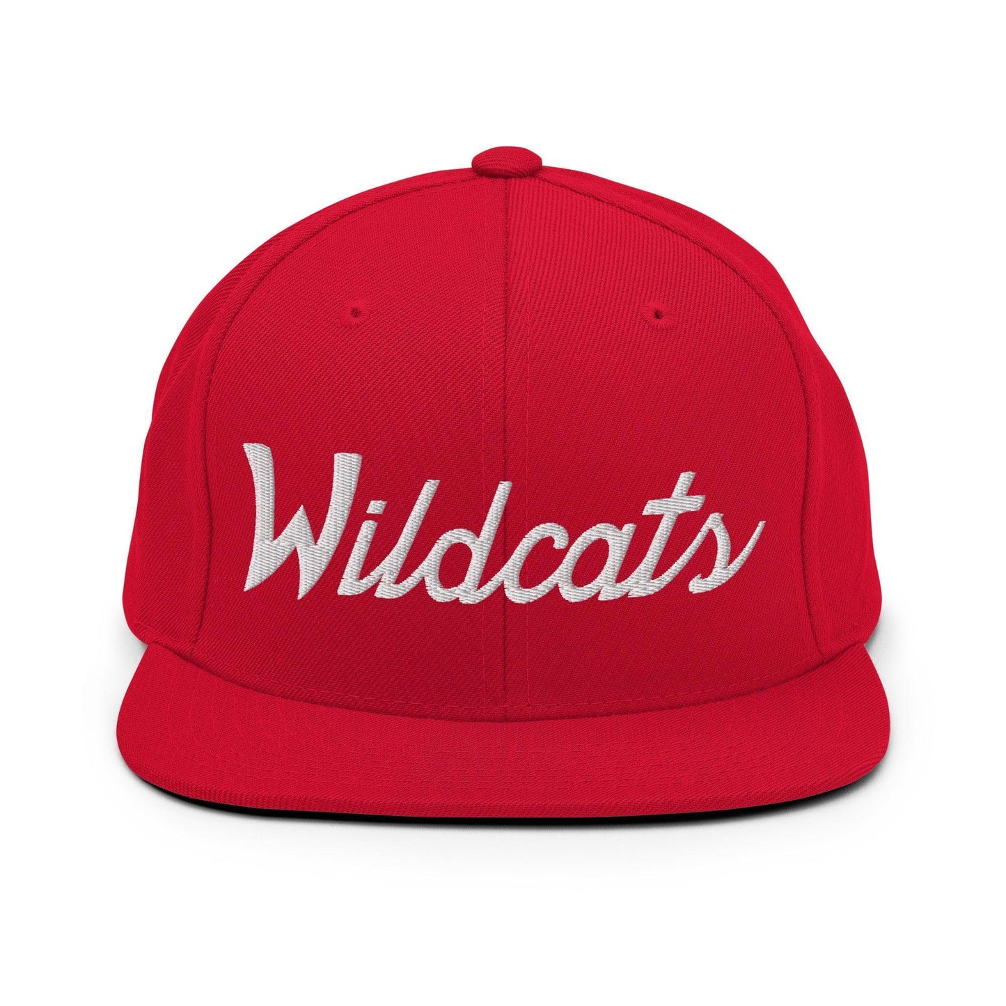 Wildcats School Mascot Script Snapback Hat Red
