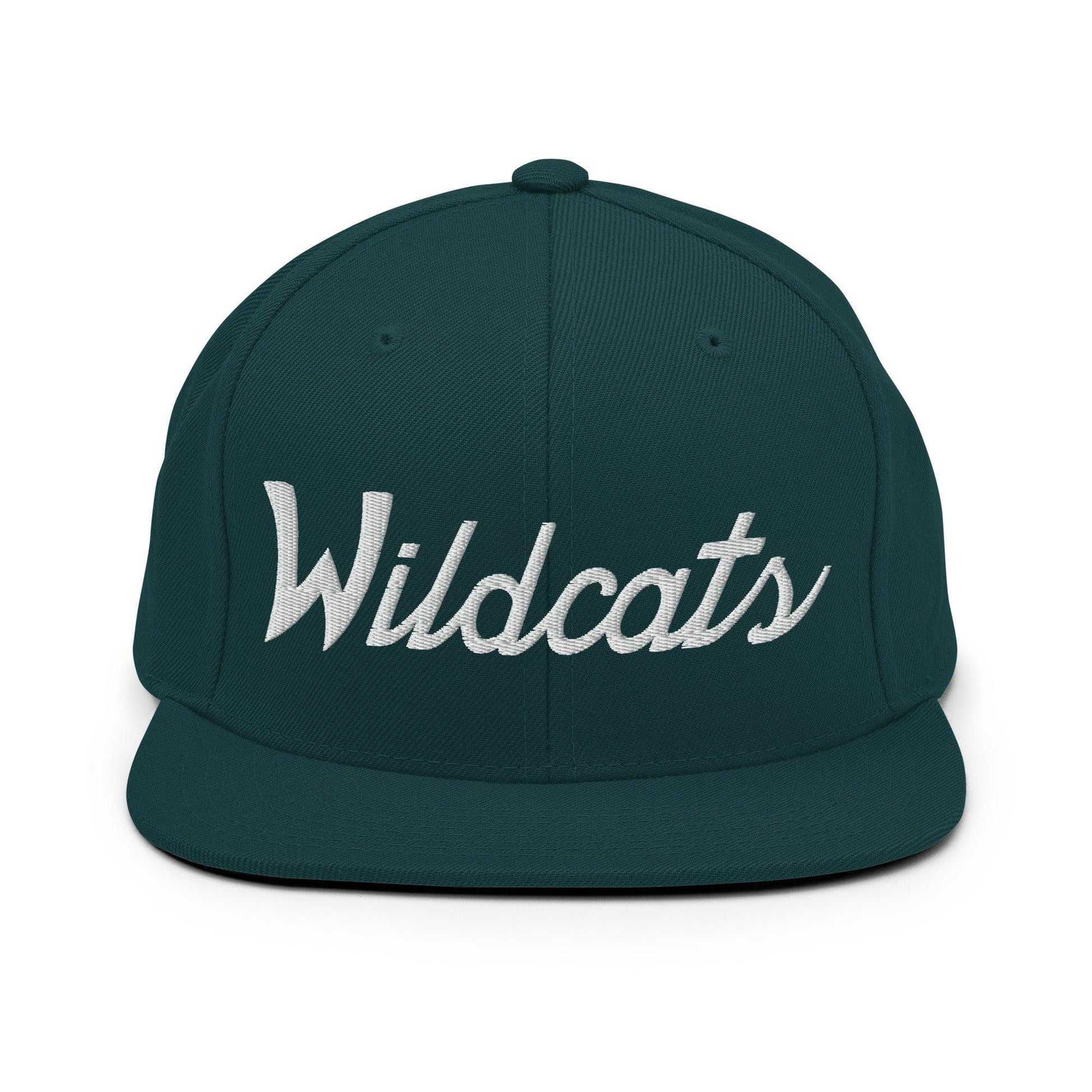 Wildcats School Mascot Script Snapback Hat Spruce