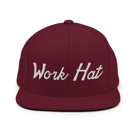 Work Hat Script Snapback Hat Maroon