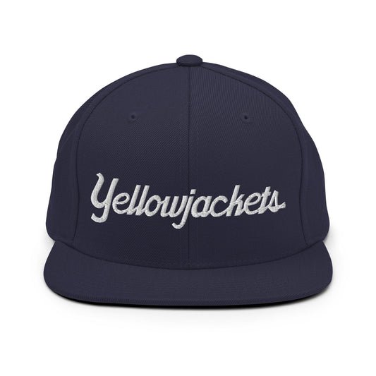 Yellowjackets School Mascot Script Snapback Hat Navy