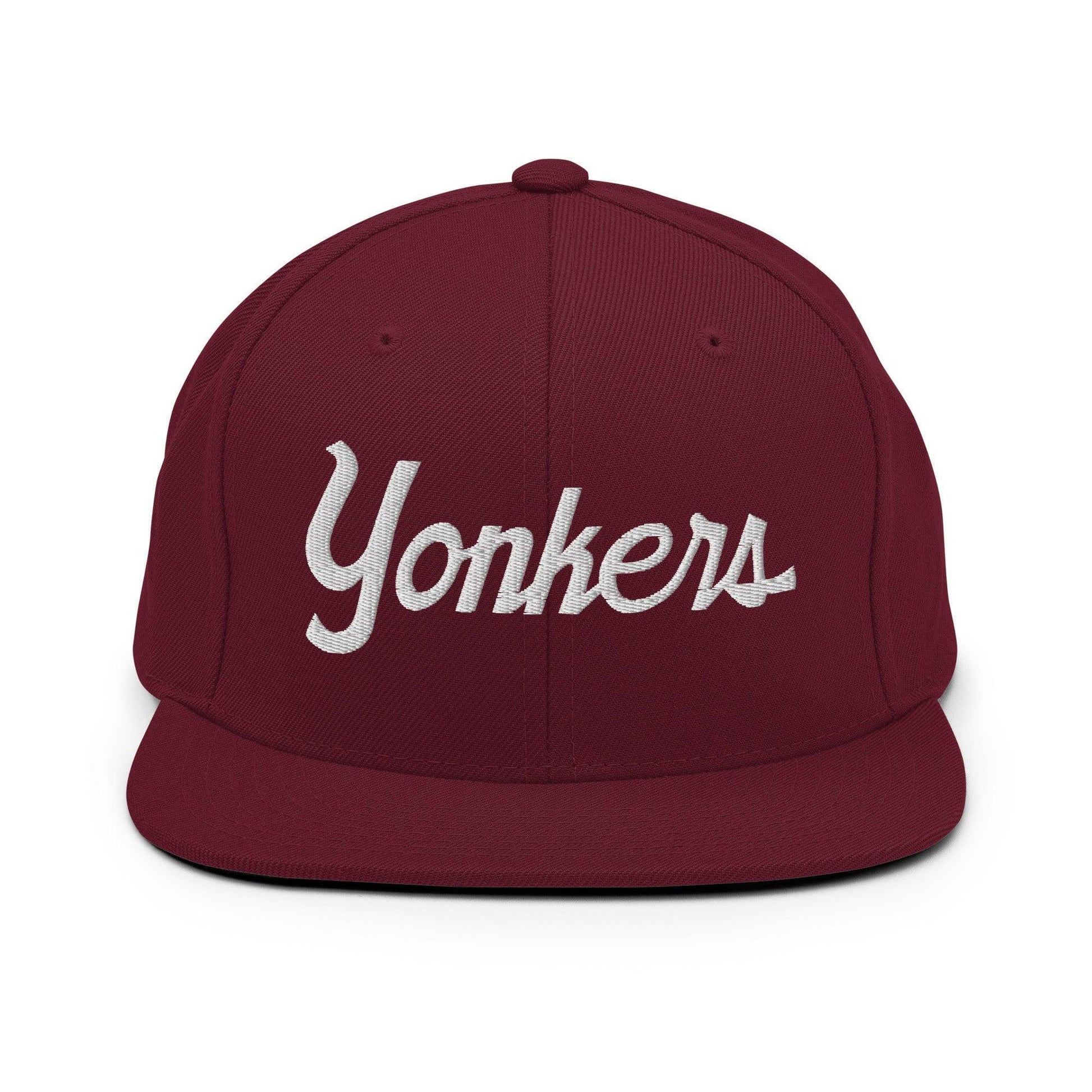 Yonkers Script Snapback Hat Maroon