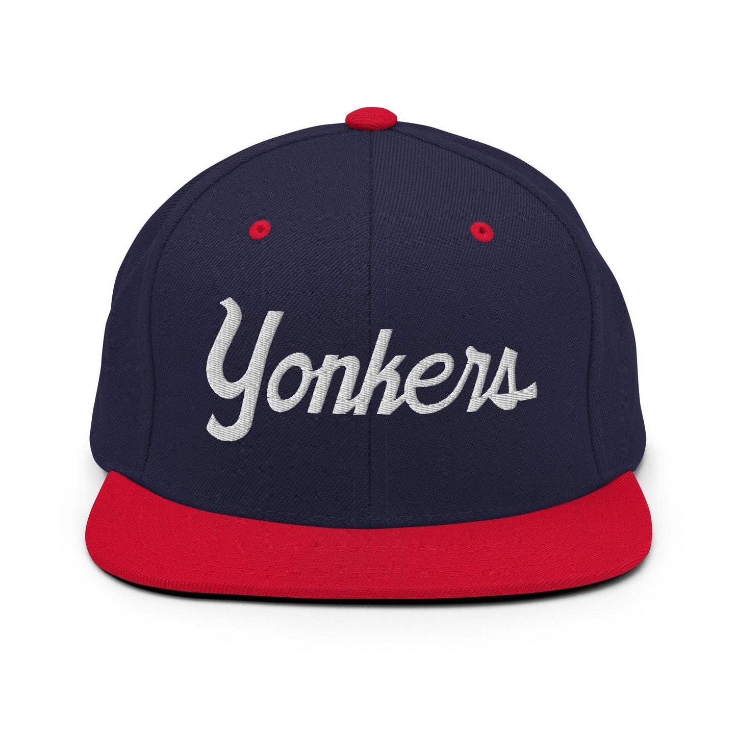 Yonkers Script Snapback Hat Navy/ Red