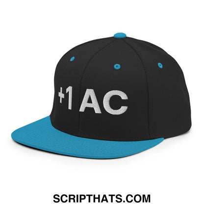 +1 AC Armor Class RPG Role Playing Game Embroidered Flat Brim Bill Snapback Hat Black Teal