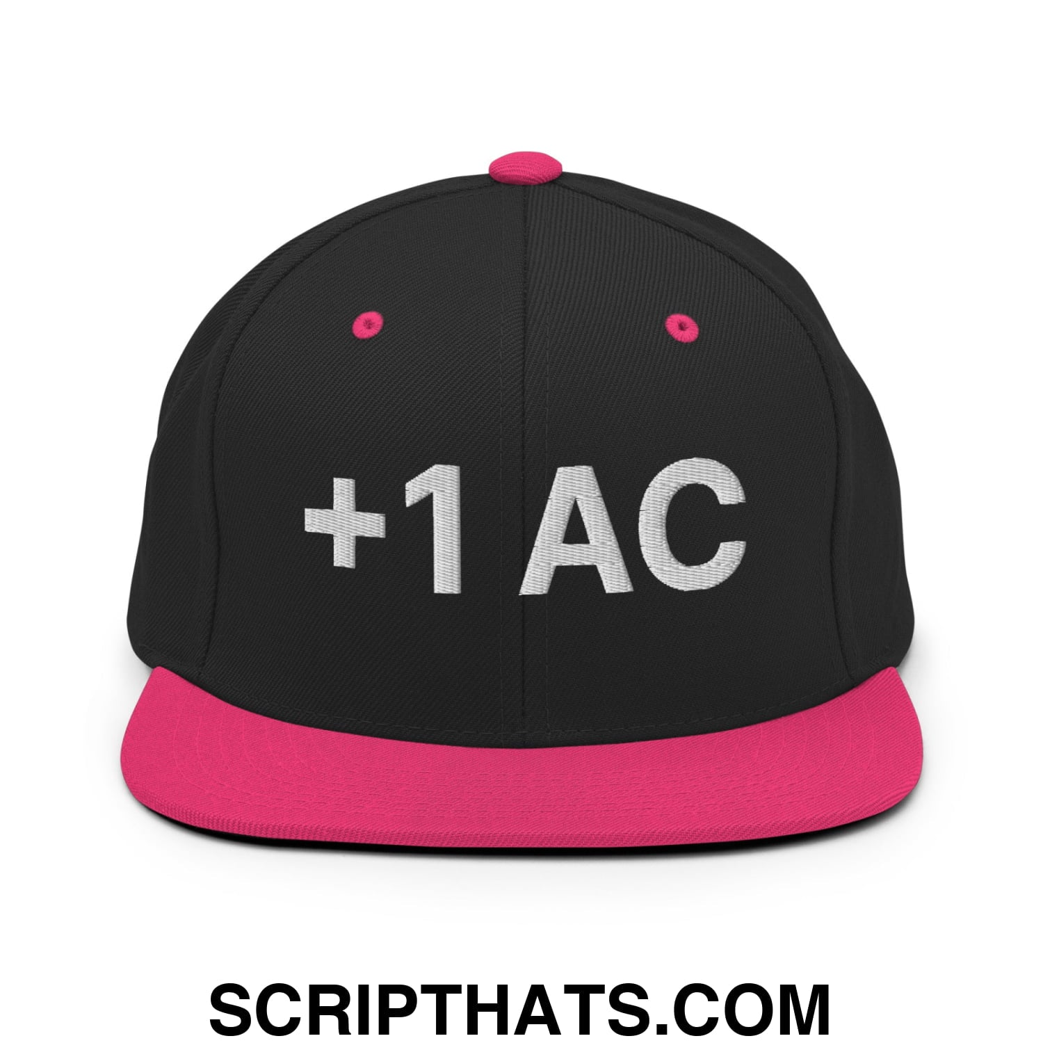 +1 AC Armor Class RPG Role Playing Game Embroidered Flat Brim Bill Snapback Hat Black Neon Pink