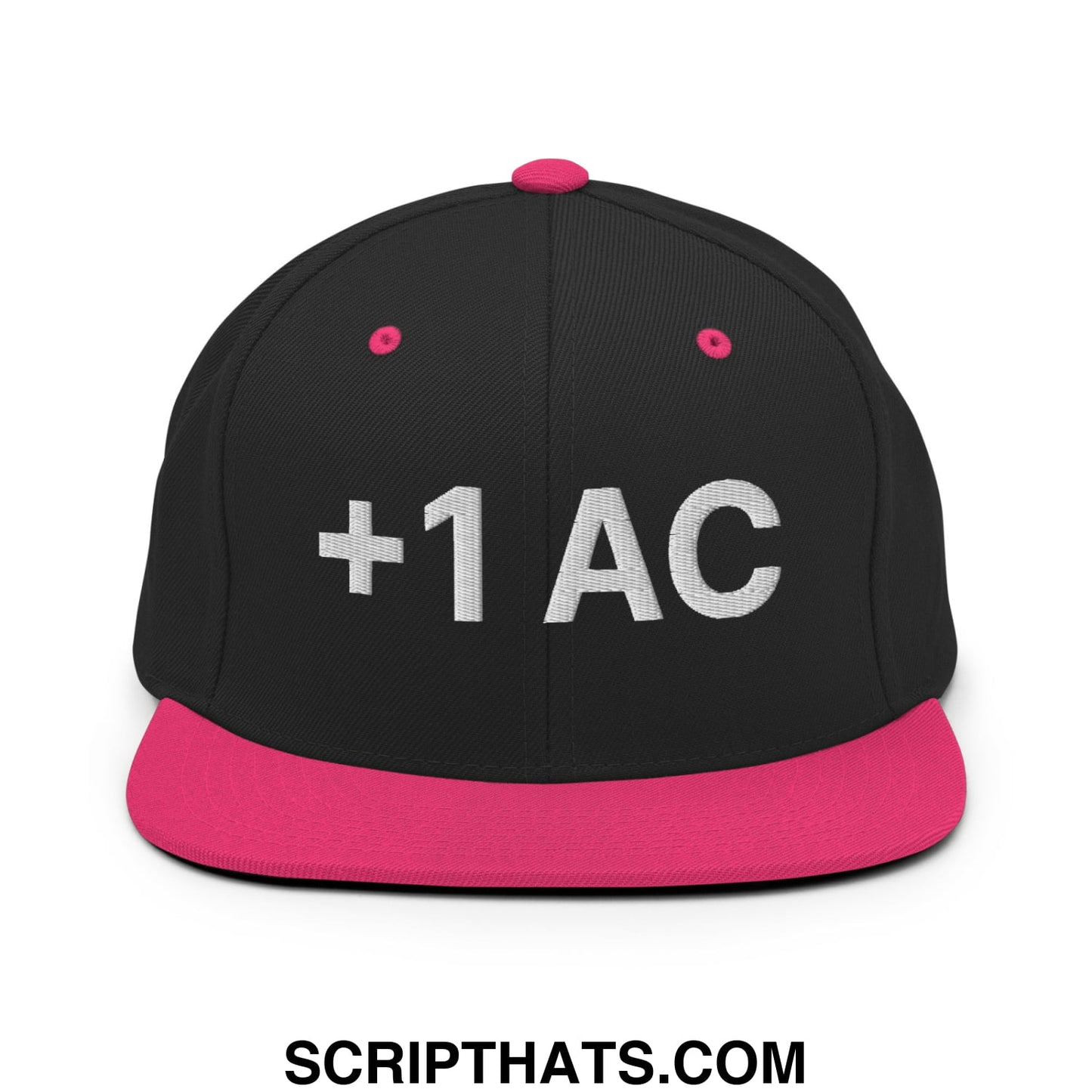 +1 AC Armor Class RPG Role Playing Game Embroidered Flat Brim Bill Snapback Hat Black Neon Pink