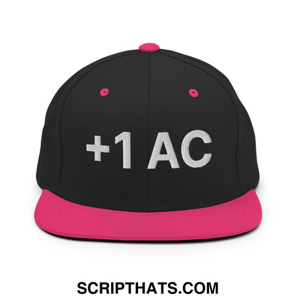 +1 AC Armor Class RPG Role Playing Game Embroidered Flat Brim Bill Snapback Hat Black Neon Pink