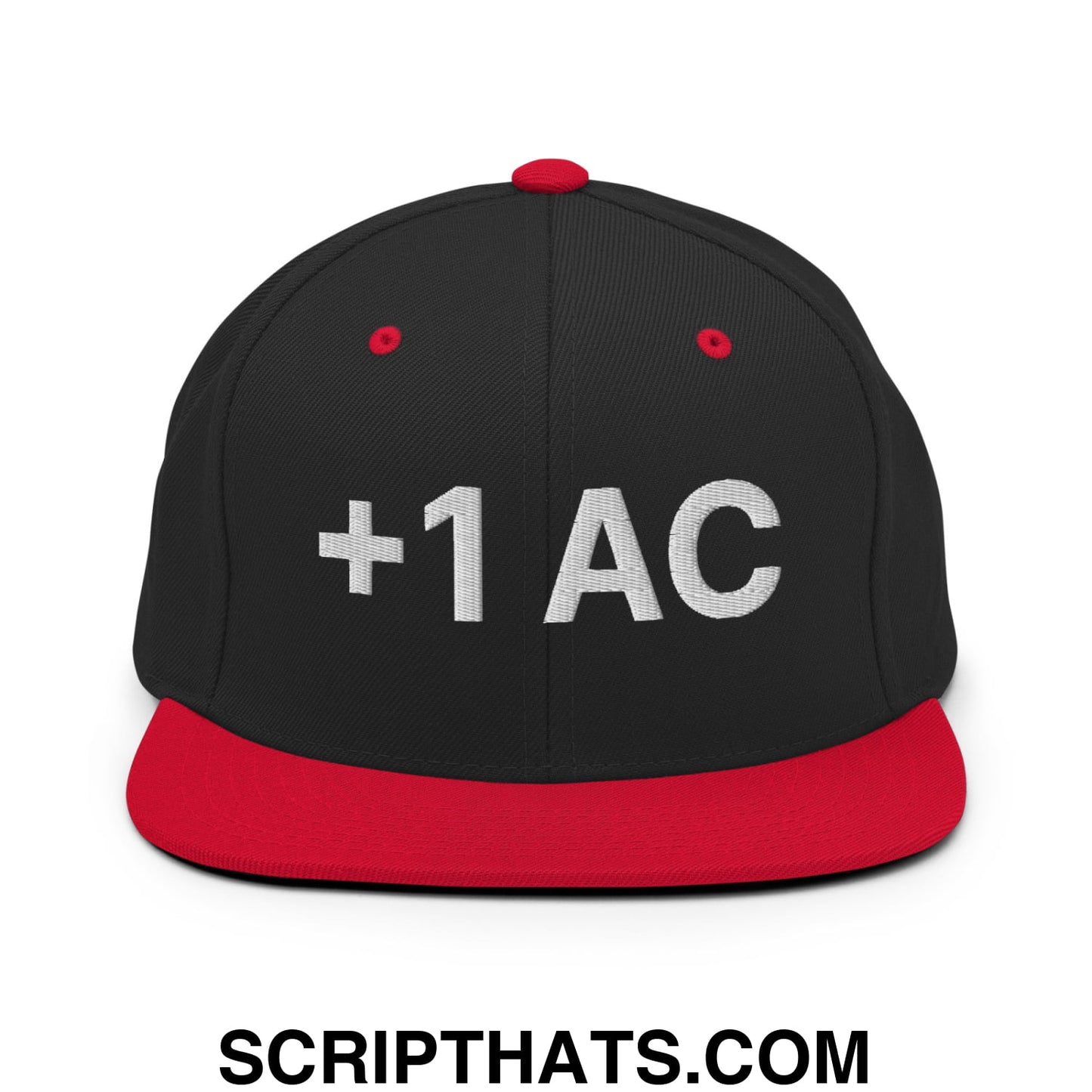 +1 AC Armor Class RPG Role Playing Game Embroidered Flat Brim Bill Snapback Hat Black Red