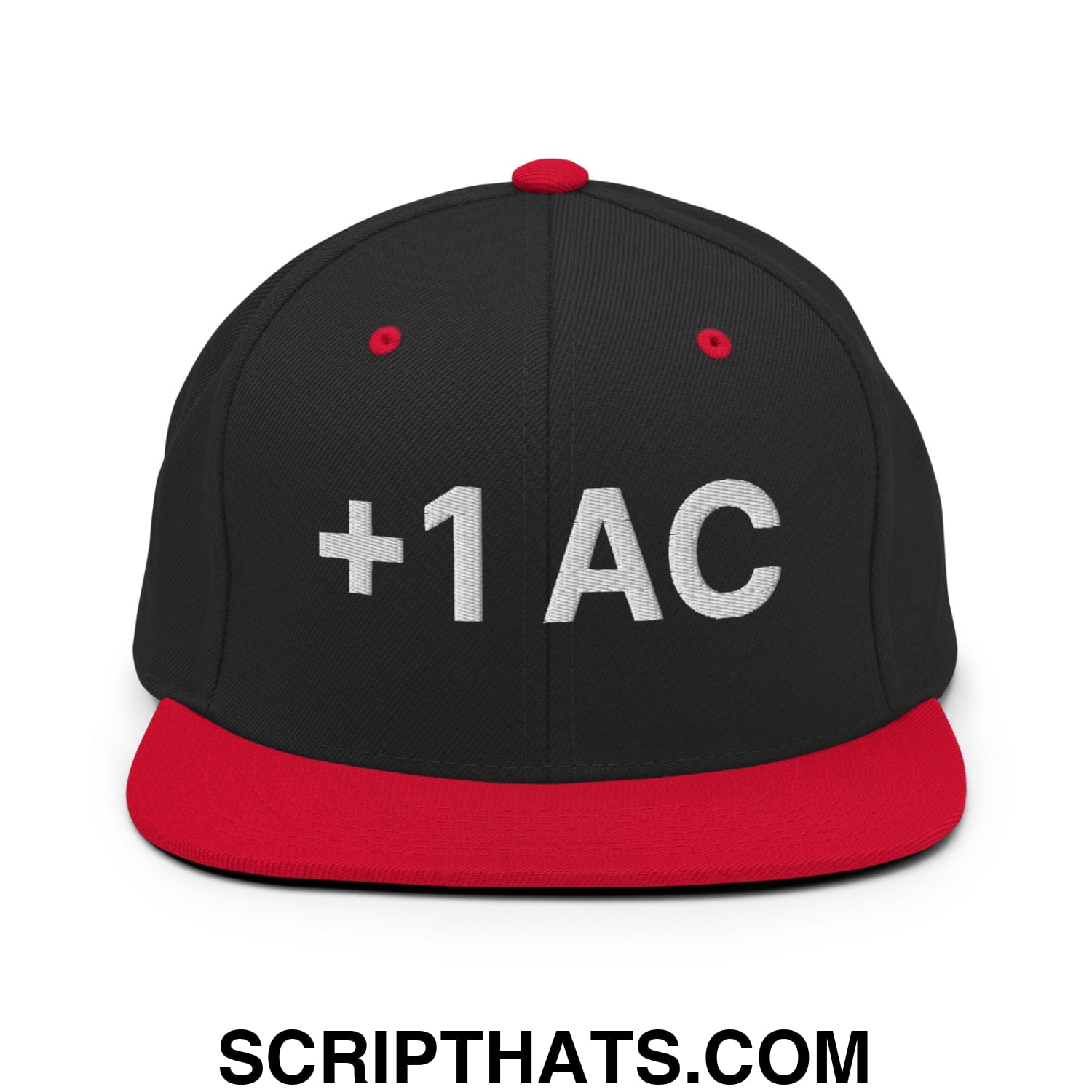 +1 AC Armor Class RPG Role Playing Game Embroidered Flat Brim Bill Snapback Hat Black Red