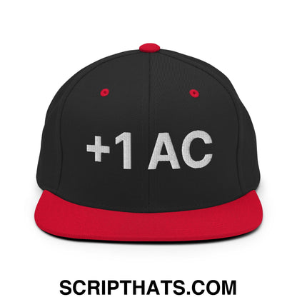 +1 AC Armor Class RPG Role Playing Game Embroidered Flat Brim Bill Snapback Hat Black Red