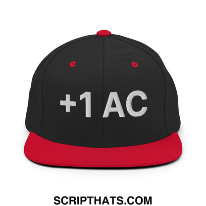 +1 AC Armor Class RPG Role Playing Game Embroidered Flat Brim Bill Snapback Hat Black Red