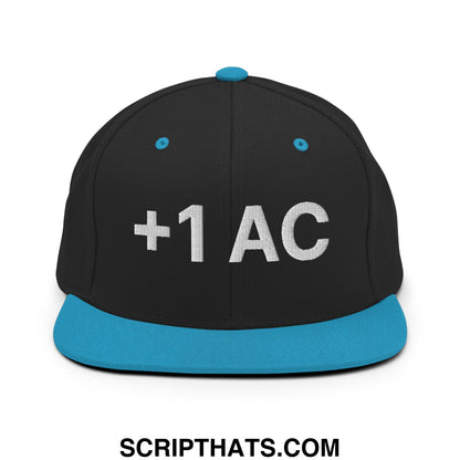 +1 AC Armor Class RPG Role Playing Game Embroidered Flat Brim Bill Snapback Hat Black Teal