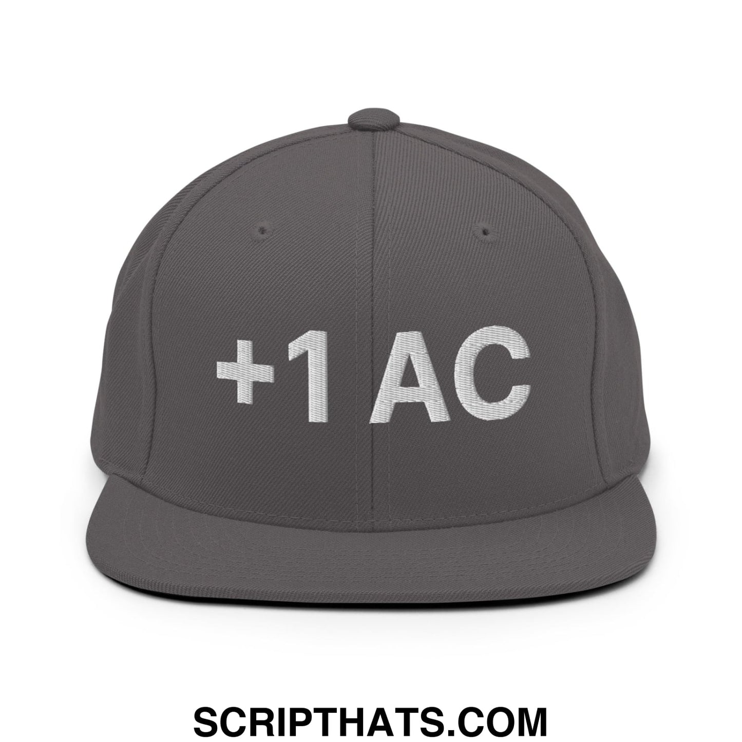 +1 AC Armor Class RPG Role Playing Game Embroidered Flat Brim Bill Snapback Hat Dark Grey