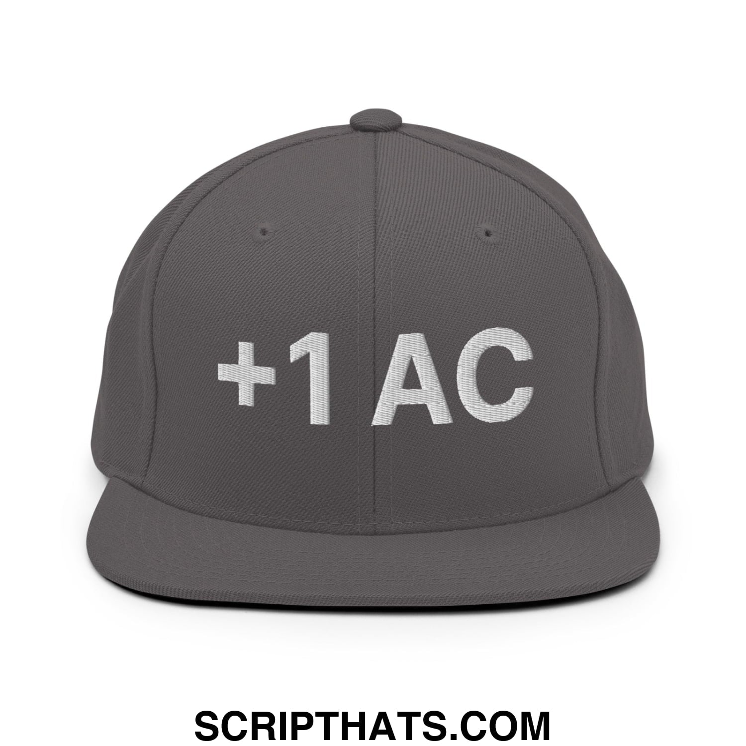 +1 AC Armor Class RPG Role Playing Game Embroidered Flat Brim Bill Snapback Hat Dark Grey