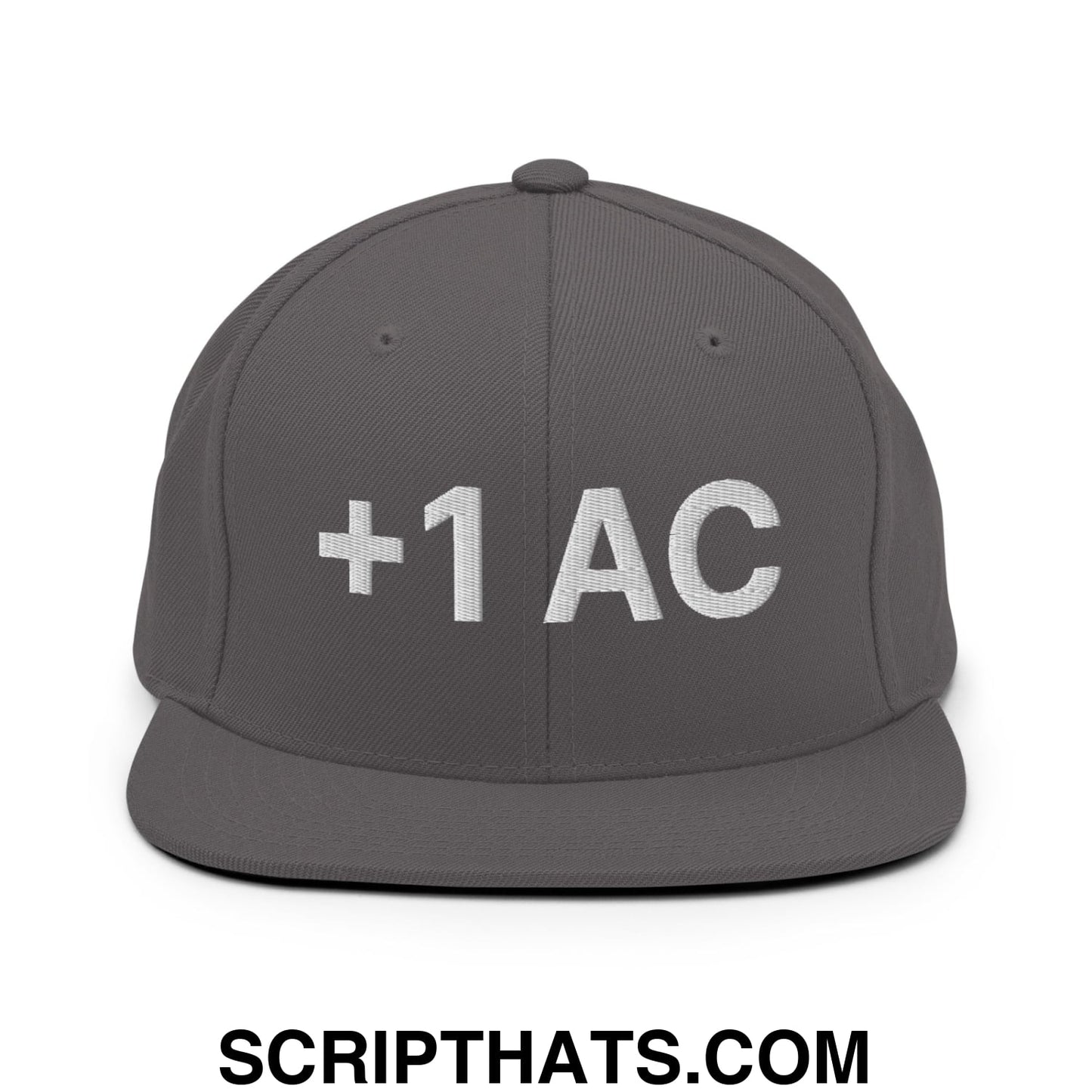 +1 AC Armor Class RPG Role Playing Game Embroidered Flat Brim Bill Snapback Hat Dark Grey