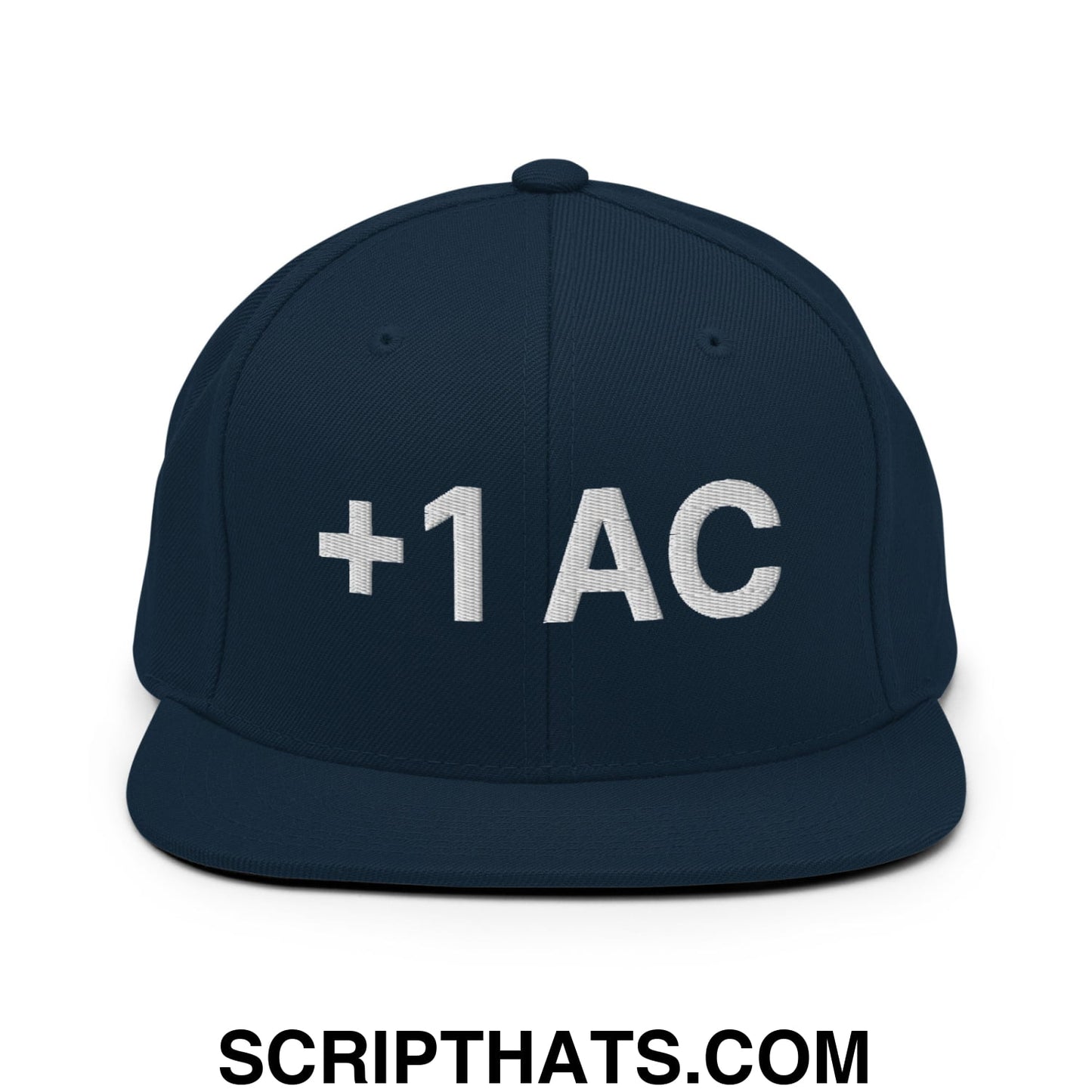 +1 AC Armor Class RPG Role Playing Game Embroidered Flat Brim Bill Snapback Hat Dark Navy
