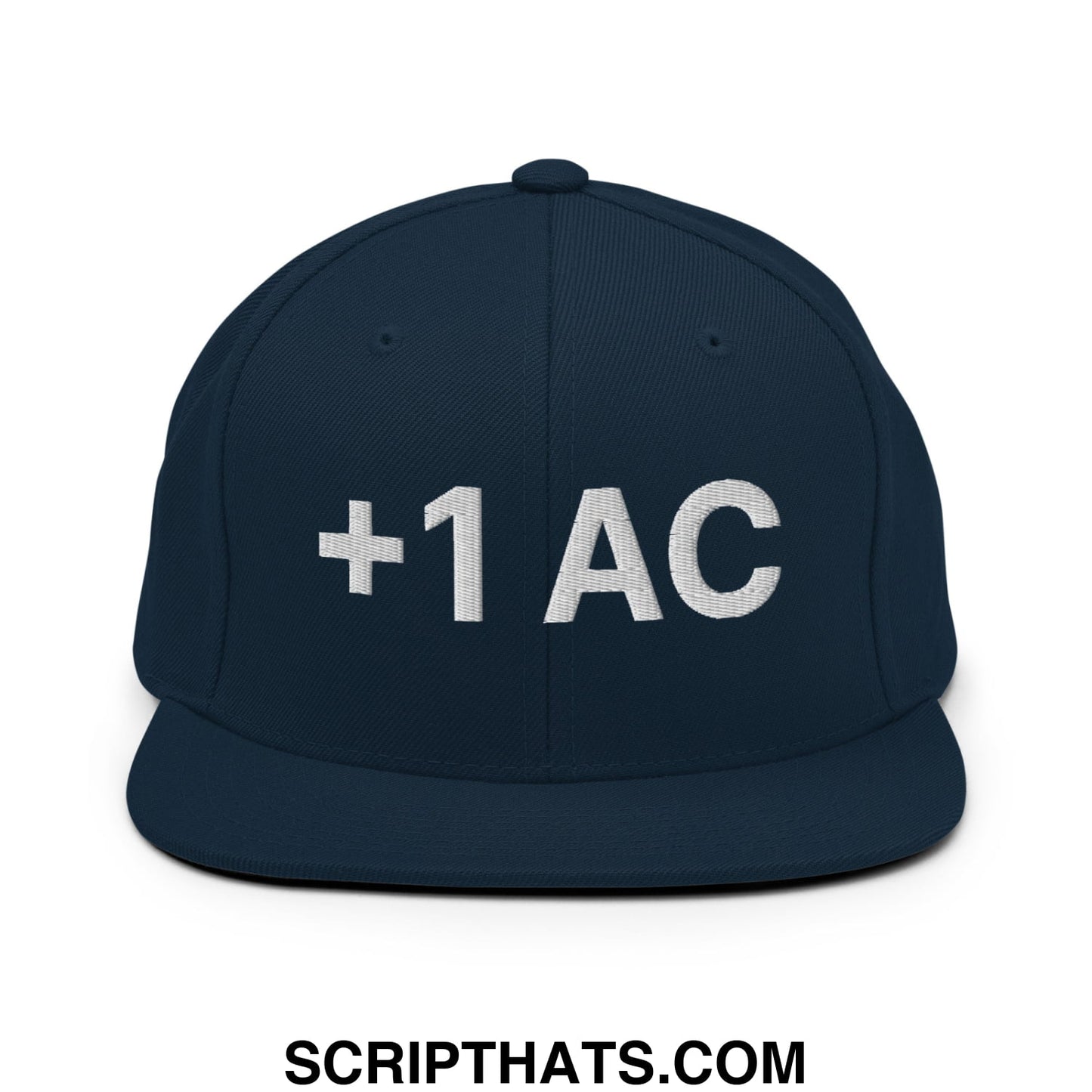 +1 AC Armor Class RPG Role Playing Game Embroidered Flat Brim Bill Snapback Hat Dark Navy