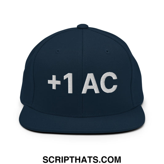 +1 AC Armor Class RPG Role Playing Game Embroidered Flat Brim Bill Snapback Hat Dark Navy