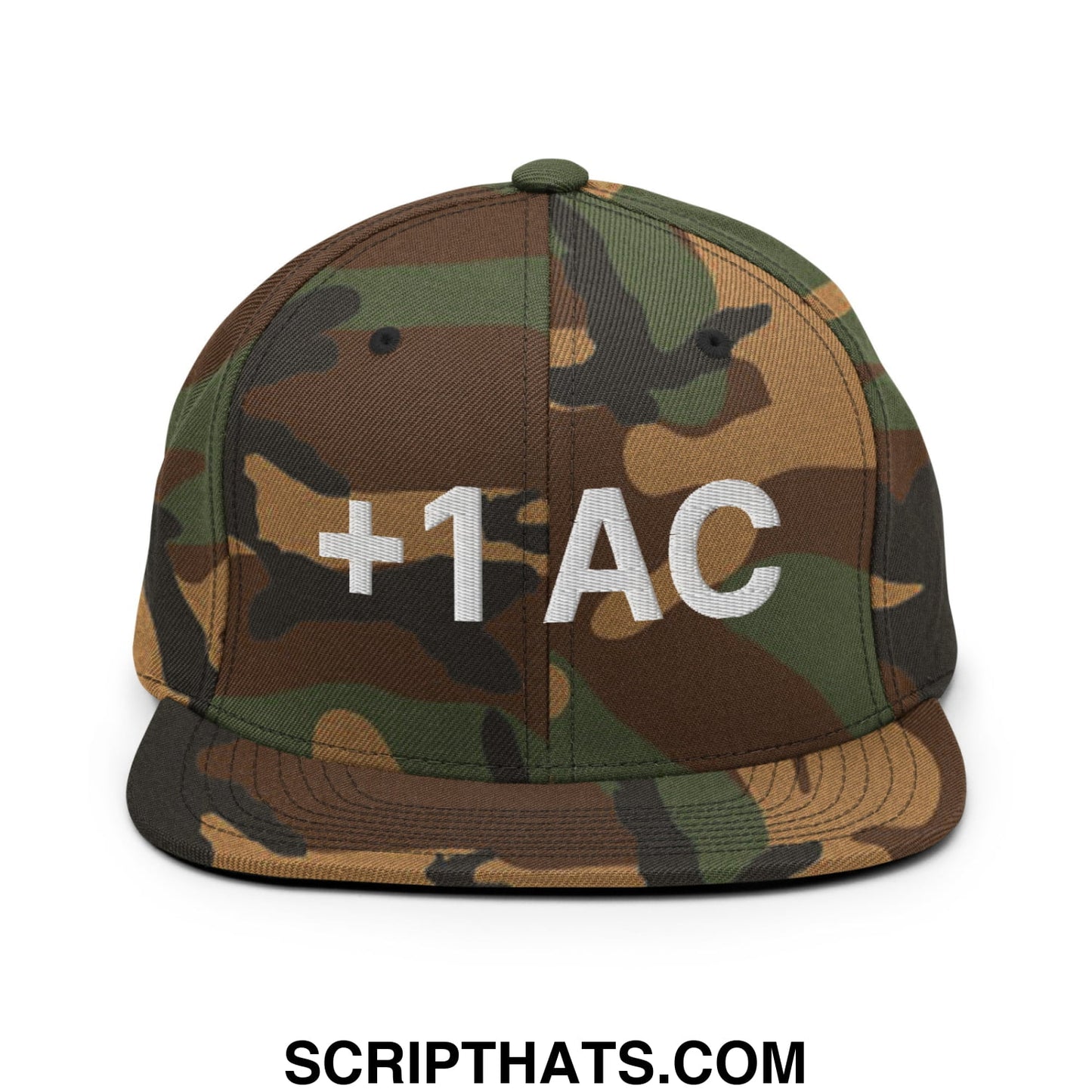 +1 AC Armor Class RPG Role Playing Game Embroidered Flat Brim Bill Snapback Hat Green Camo
