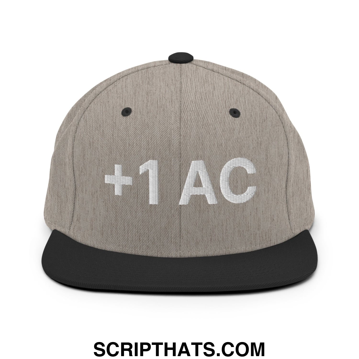 +1 AC Armor Class RPG Role Playing Game Embroidered Flat Brim Bill Snapback Hat Heather Black