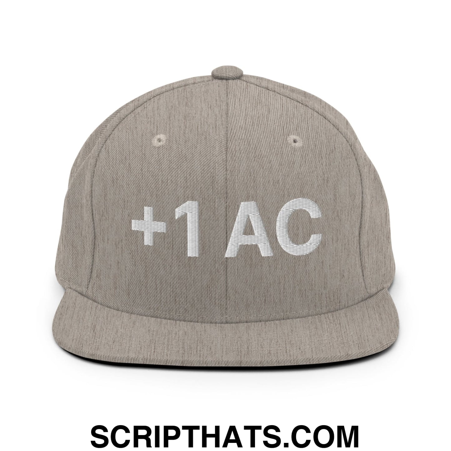 +1 AC Armor Class RPG Role Playing Game Embroidered Flat Brim Bill Snapback Hat Heather Grey