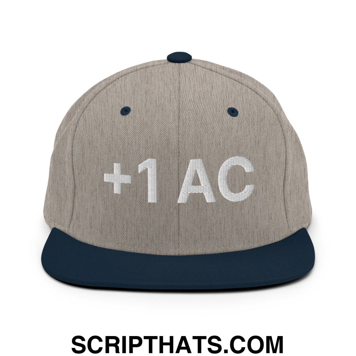+1 AC Armor Class RPG Role Playing Game Embroidered Flat Brim Bill Snapback Hat Heather Grey Navy
