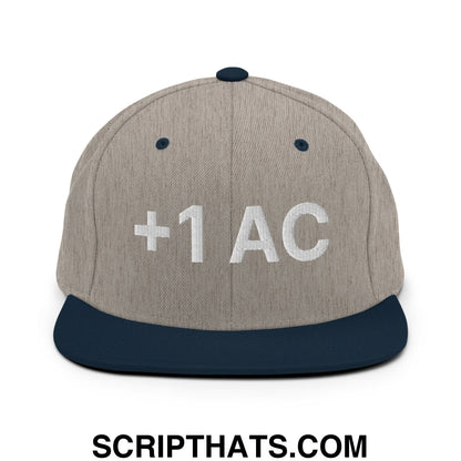 +1 AC Armor Class RPG Role Playing Game Embroidered Flat Brim Bill Snapback Hat Heather Grey Navy